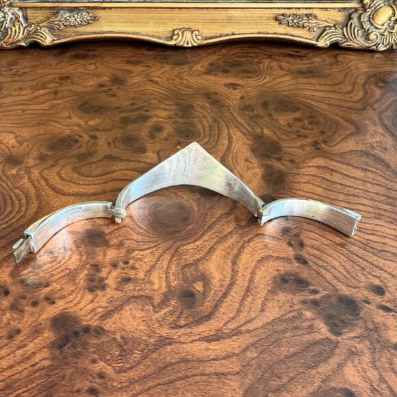 Vintage Mexican Sterling Silver Hinged Clamper Bracelet Azurite & Lapis Inlay 92 - Picture 6 of 12